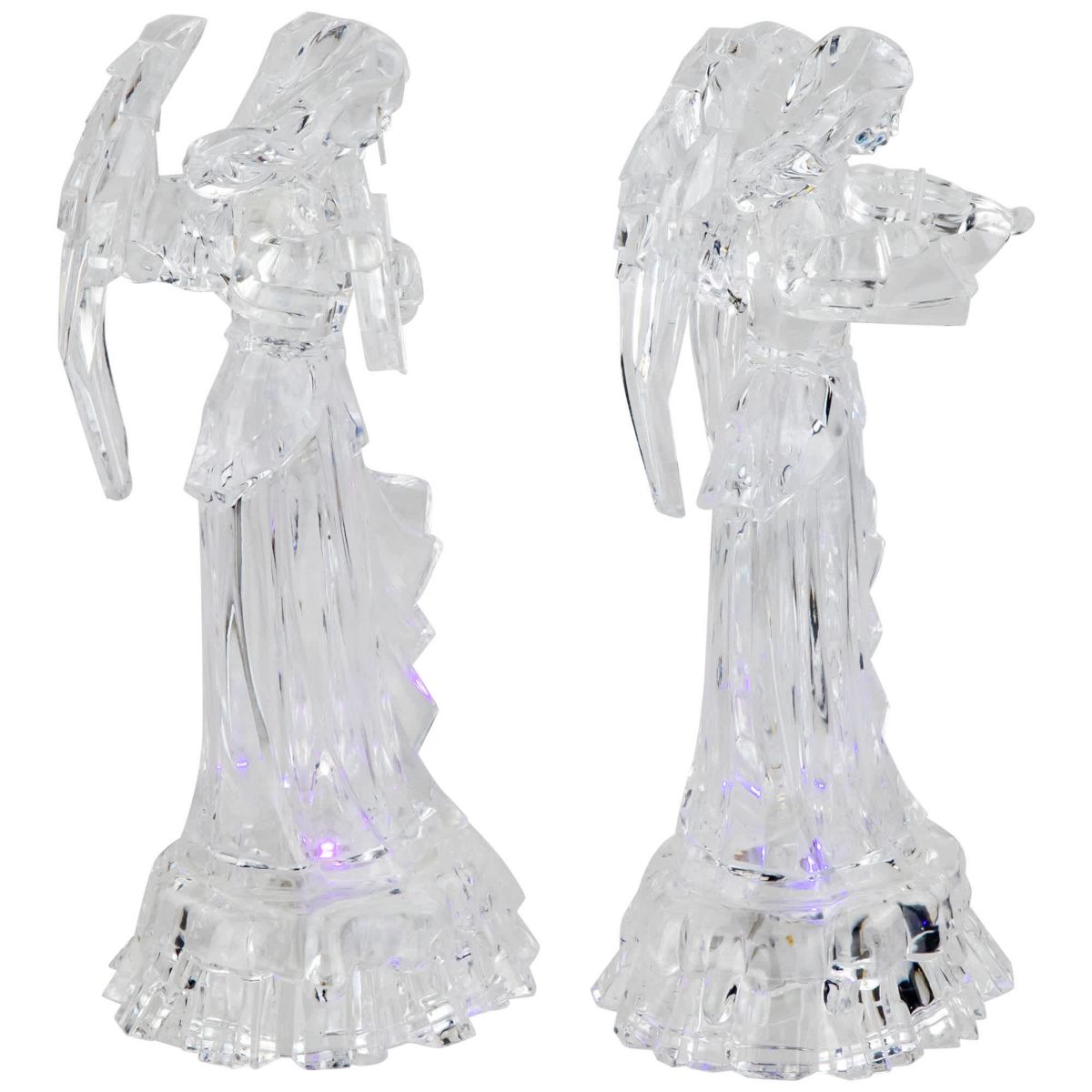 LED Lighted Color Changing Angel Acrylic Christmas Decorations - 9" - Set of 2