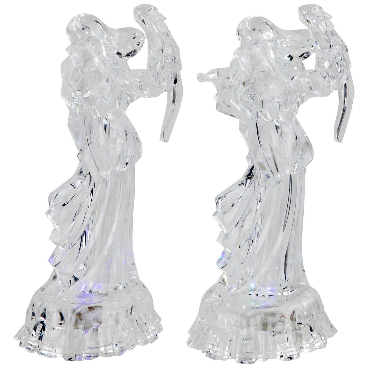 LED Lighted Color Changing Angel Acrylic Christmas Decorations - 9" - Set of 2