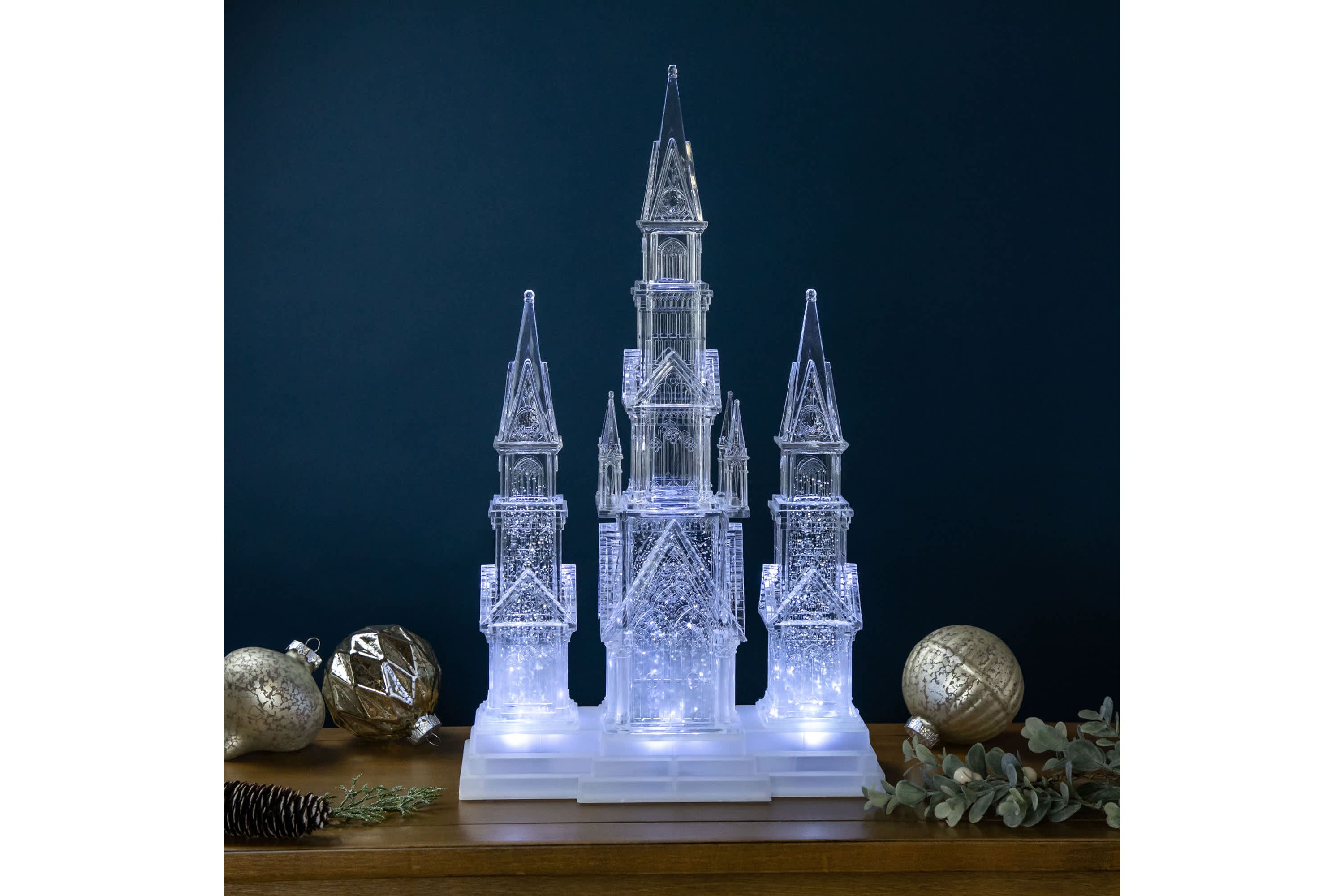 LED Lighted Winter Church Acrylic Christmas Decoration - 17.5"