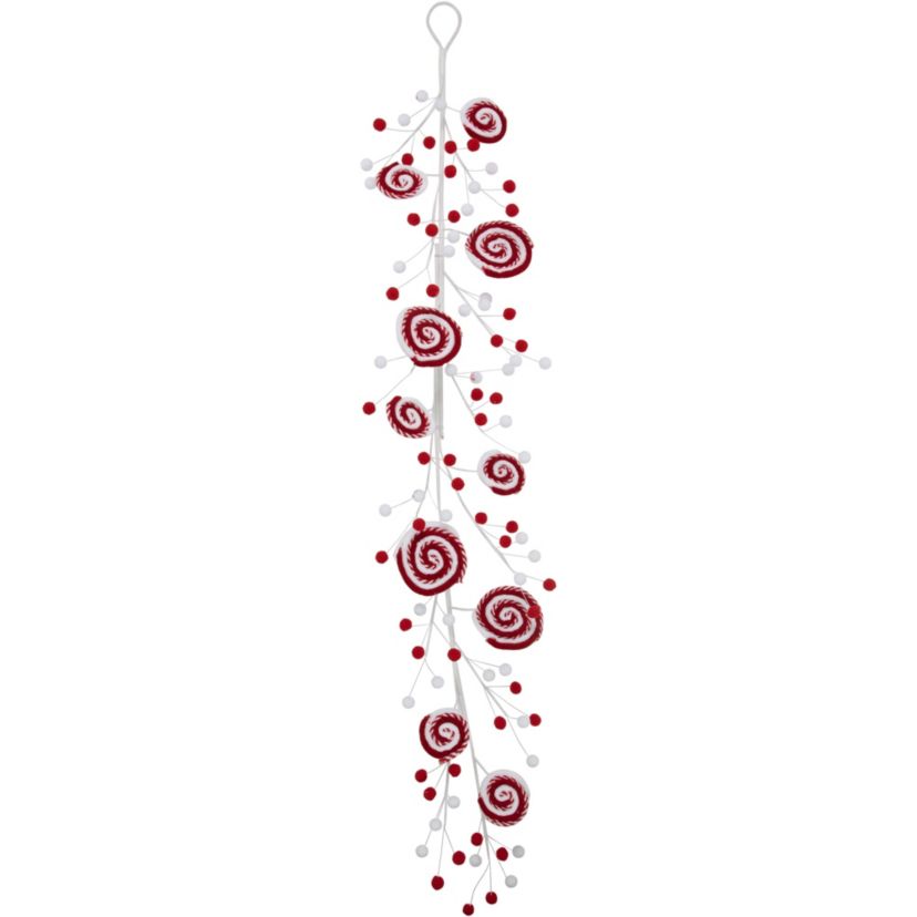 30inch Candy Cane Swirls and Pom Poms Christmas Garland