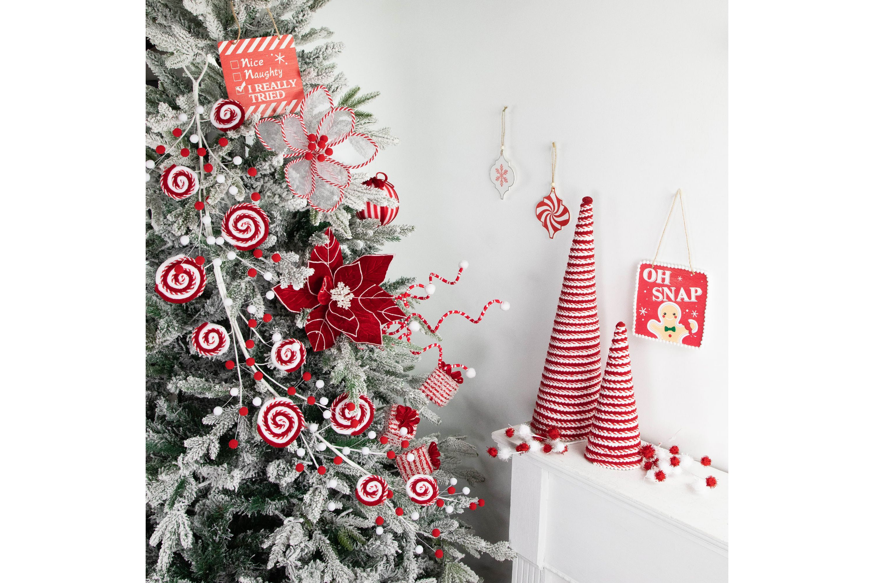 30inch Candy Cane Swirls and Pom Poms Christmas Garland