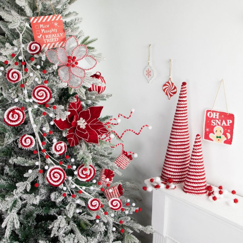 30inch Candy Cane Swirls and Pom Poms Christmas Garland