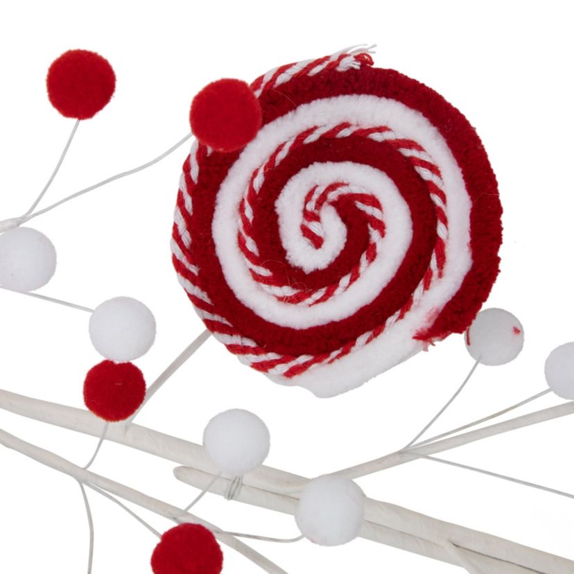 30inch Candy Cane Swirls and Pom Poms Christmas Garland
