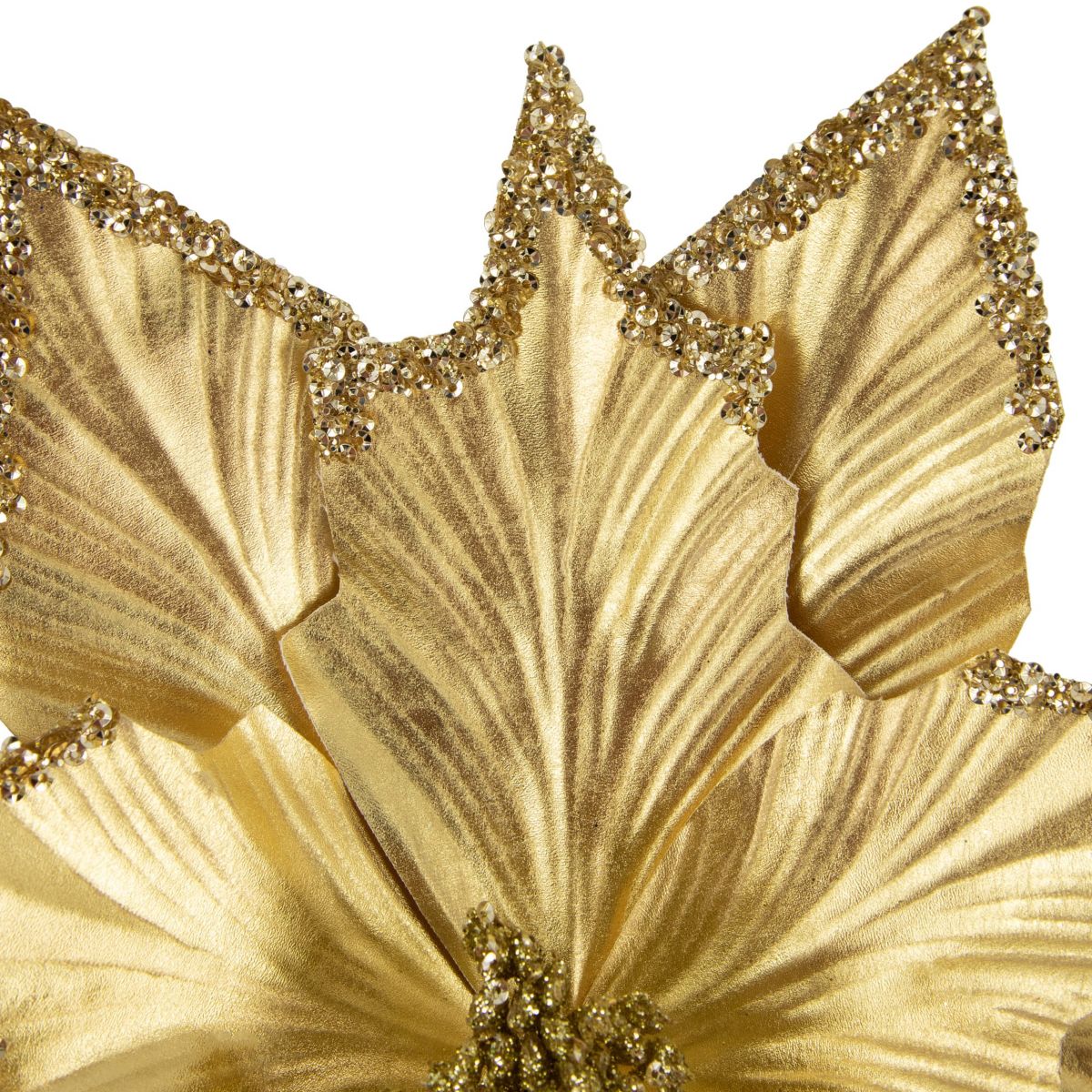 24inch Metallic Gold Sequin Poinsettia Christmas Stem Spray