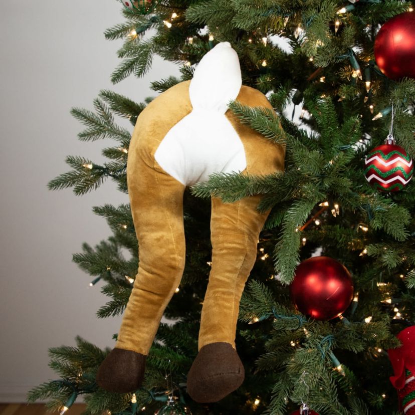 20" Plush Hanging Reindeer Legs Christmas Decoration
