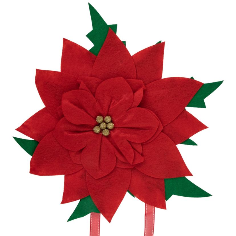 29inch Red Poinsettia Tie-On Christmas Tree Topper Unlit
