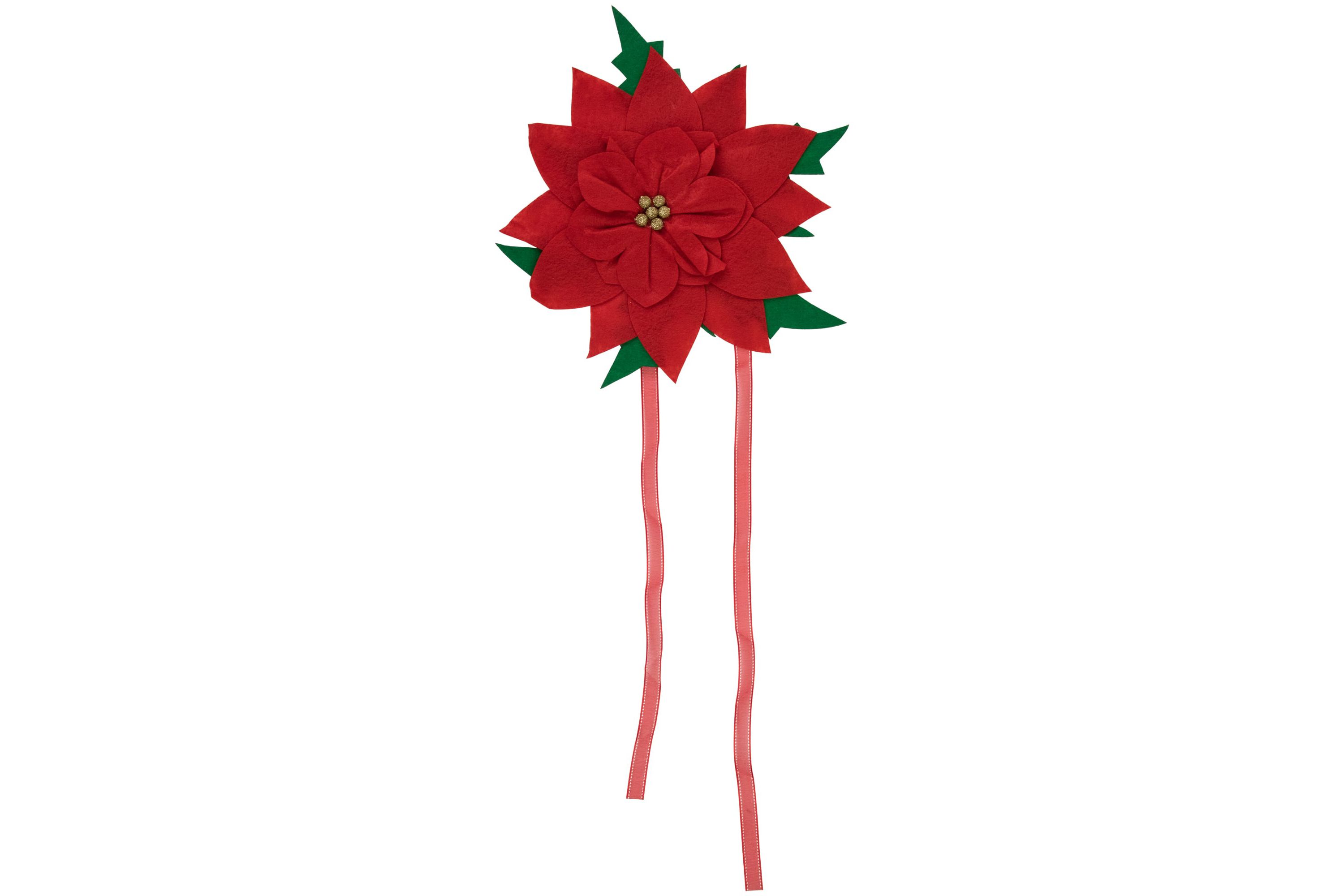 29inch Red Poinsettia Tie-On Christmas Tree Topper Unlit