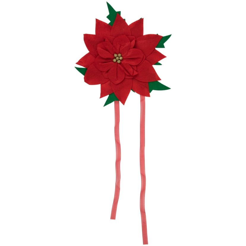 29inch Red Poinsettia Tie-On Christmas Tree Topper Unlit