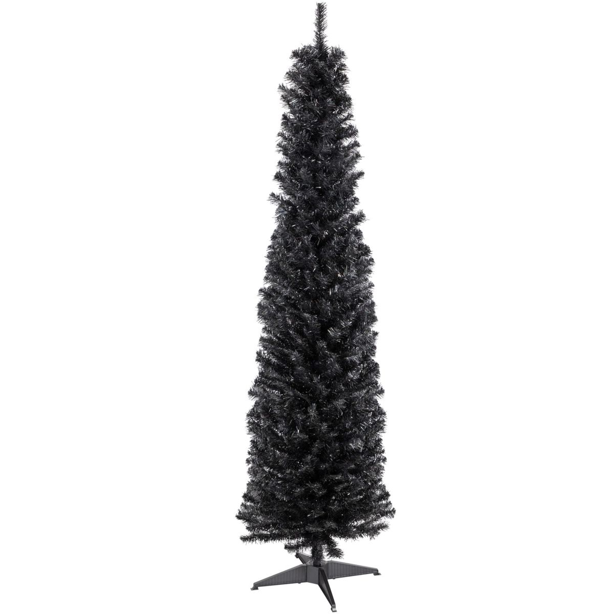 6ft Charcoal Brown Iridescent Slim Artificial Tinsel Halloween Tree Unlit