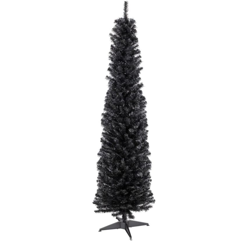 6ft Charcoal Brown Iridescent Slim Artificial Tinsel Halloween Tree Unlit