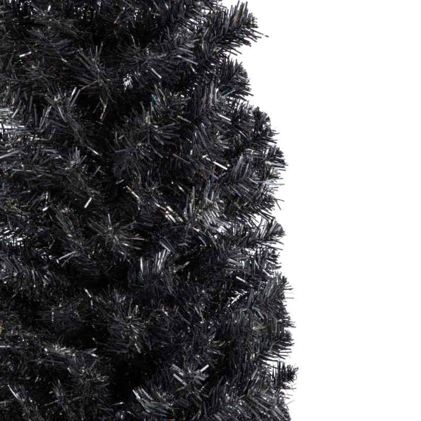6ft Charcoal Brown Iridescent Slim Artificial Tinsel Halloween Tree Unlit