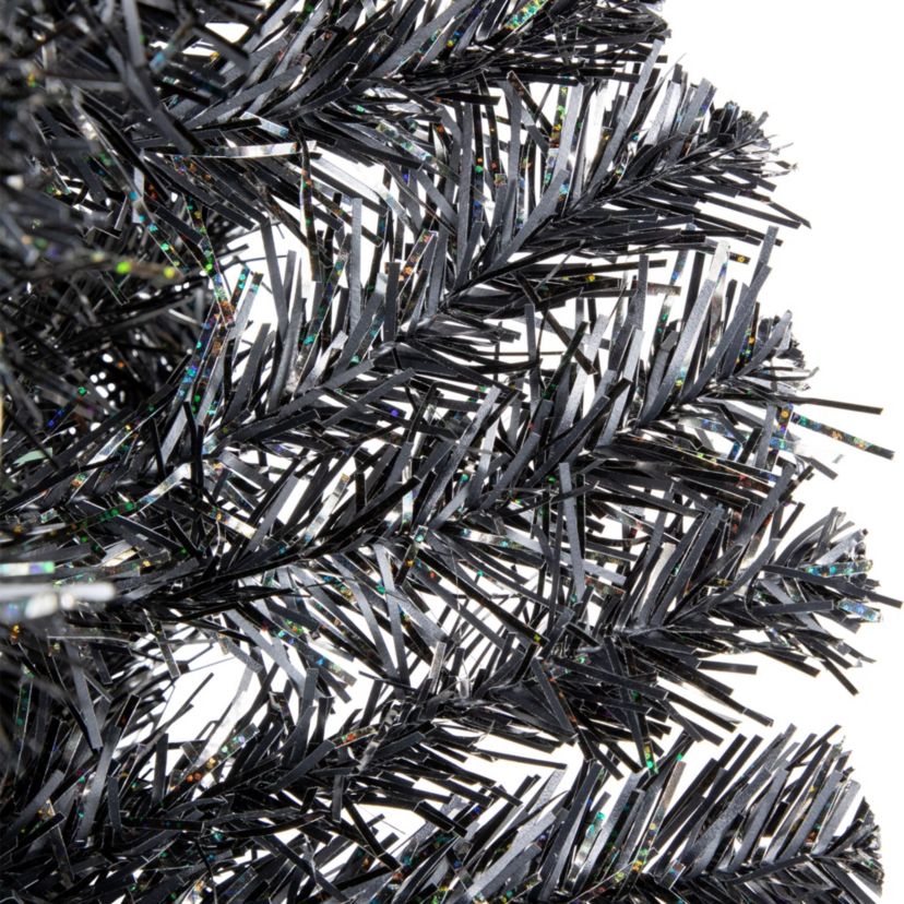 6ft Charcoal Brown Iridescent Slim Artificial Tinsel Halloween Tree Unlit