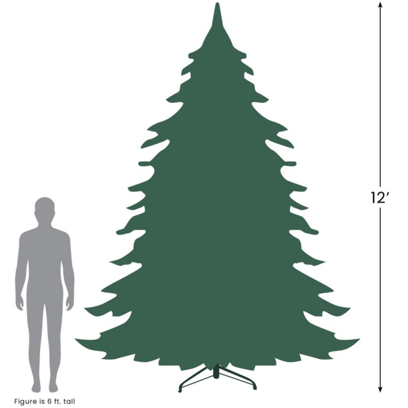 12ft Pre-Lit Slim Pine Heavily Flocked Artificial Christmas Tree Clear Lights