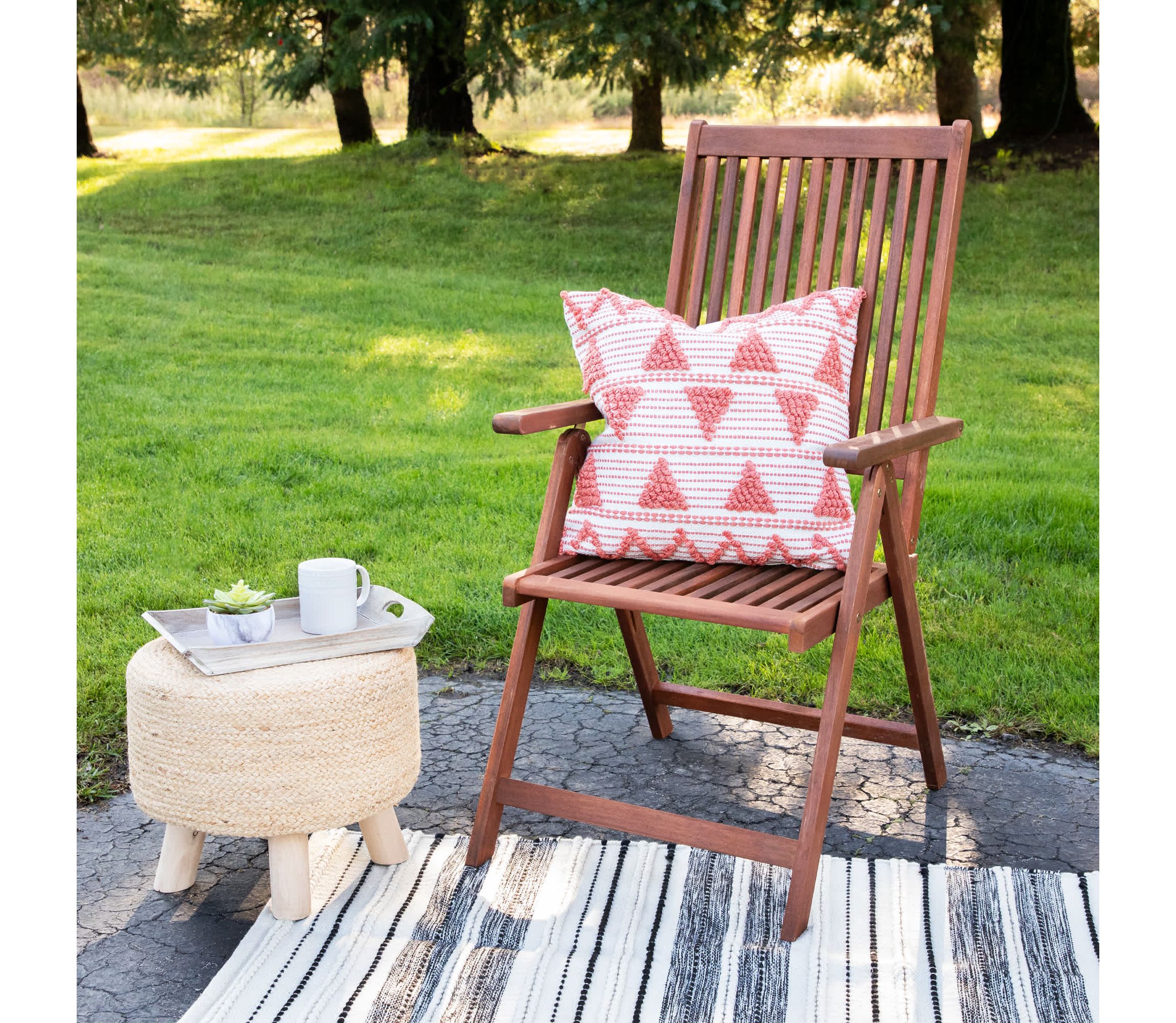 20" Orange and Cream Handloom Woven Outdoor Square Throw Pillow