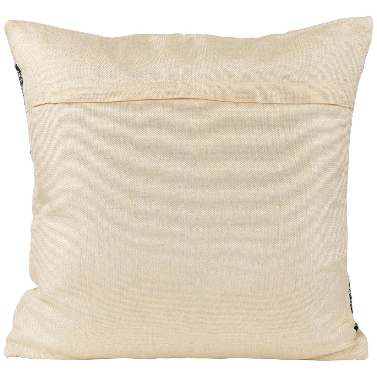 20" Black and Cream Textured Block Handloom Woven Outdoor Square Throw Pillow