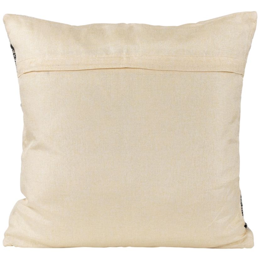 20" Black and Cream Textured Block Handloom Woven Outdoor Square Throw Pillow