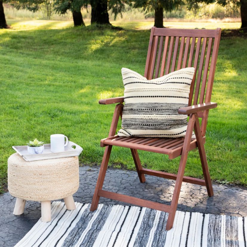 20" Cream and Black Twisted Textured Block Handloom Woven Outdoor Square Throw Pillow