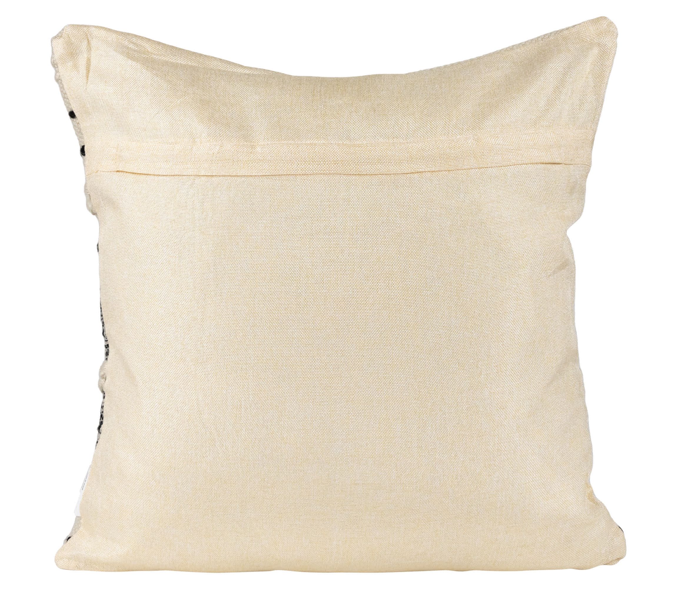 20" Cream and Black Twisted Textured Block Handloom Woven Outdoor Square Throw Pillow