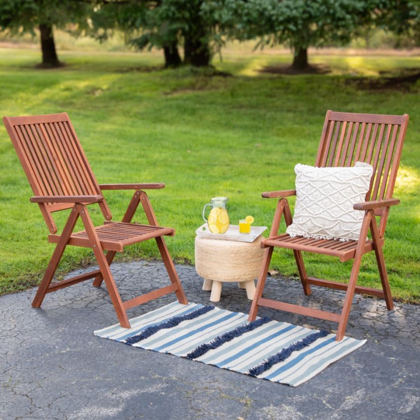 3.5 x 2.25 Blue  Cream and Black Striped Handloom Woven Outdoor Accent Throw Rug