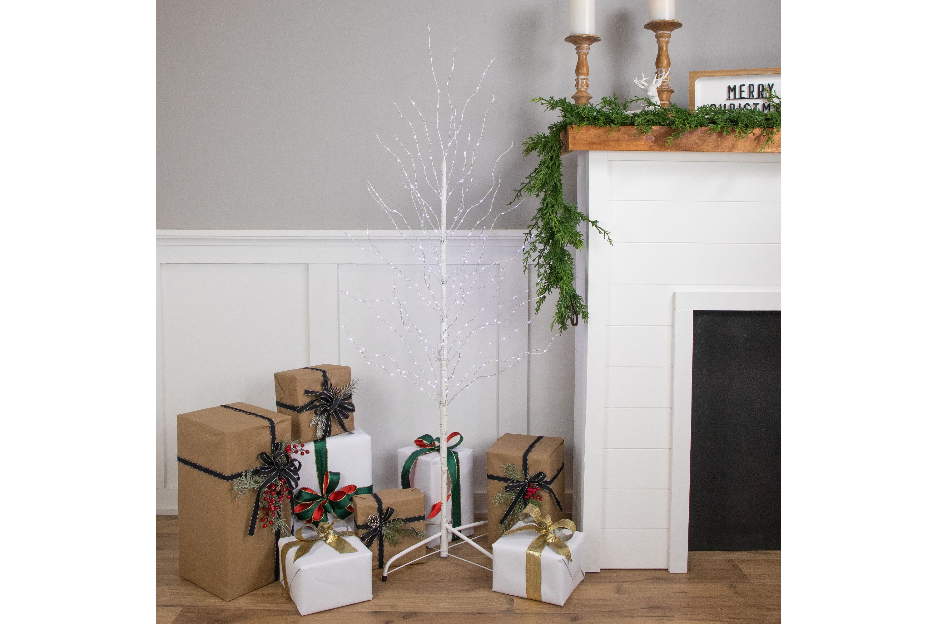 5ft LED Lighted White Birch Christmas Twig Tree - Cool White Lights