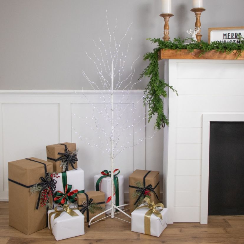 5ft LED Lighted White Birch Christmas Twig Tree - Cool White Lights