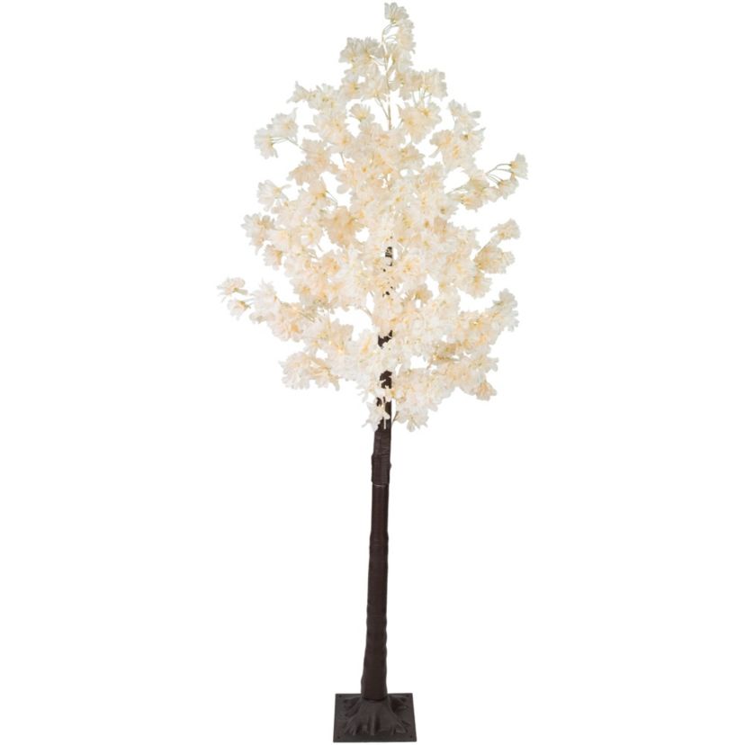 6 LED Lighted White Floral Artificial Tree - Warm White Lights