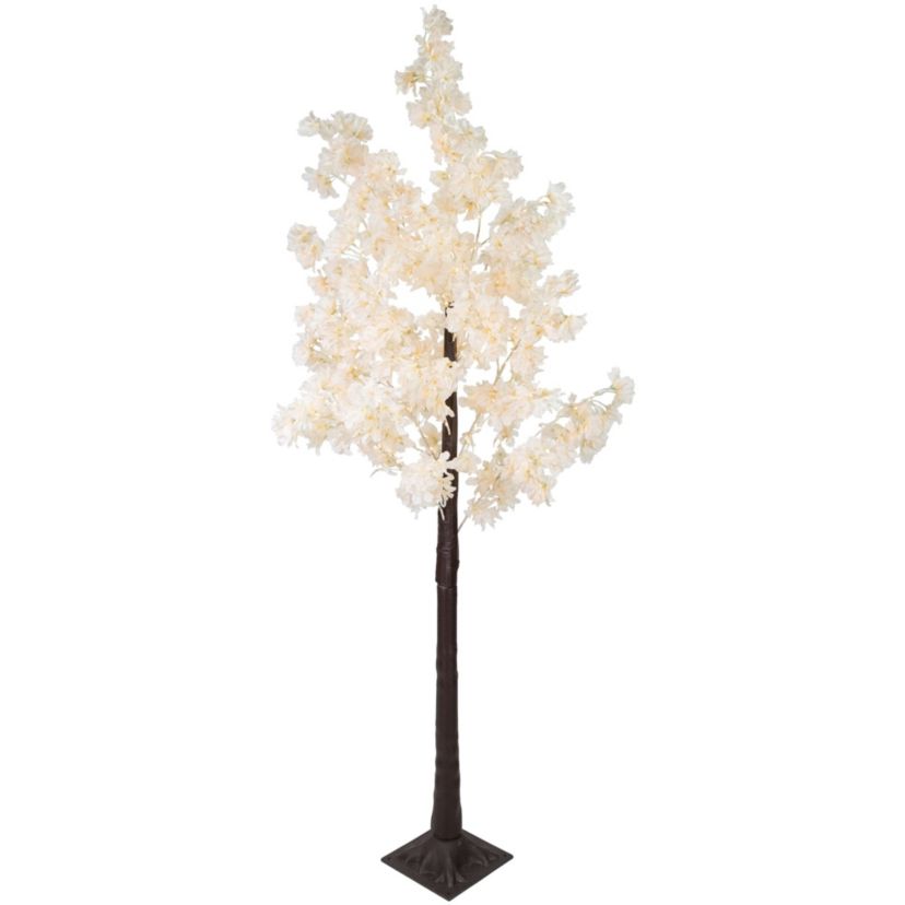 6 LED Lighted White Floral Artificial Tree - Warm White Lights