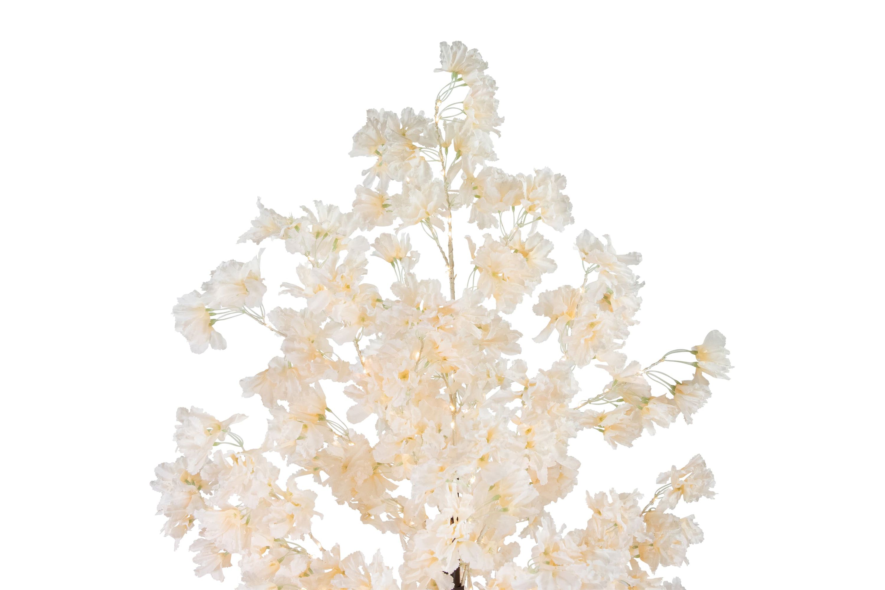 6 LED Lighted White Floral Artificial Tree - Warm White Lights
