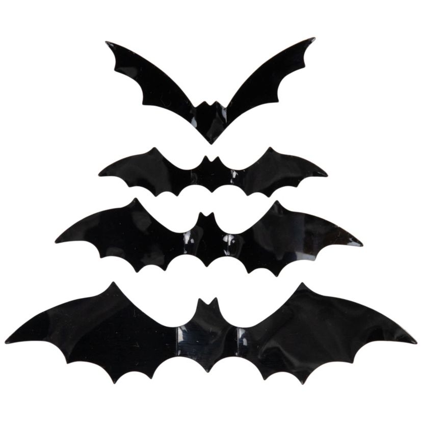 Black Halloween Twig Wreath with Bats and Warm White Lights  22-Inch