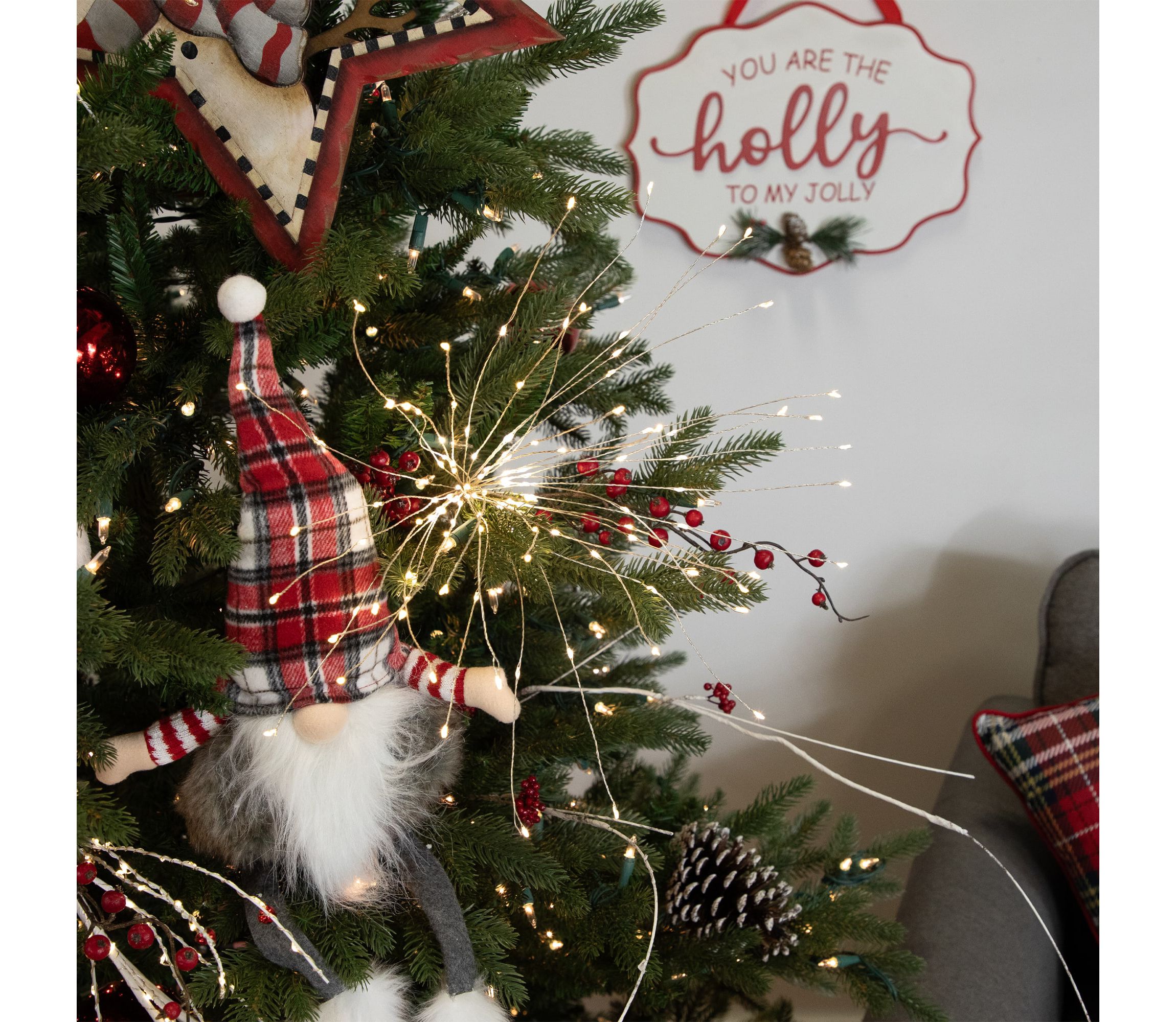 20" LED Lighted Firework Silver Branch Christmas Decoration - Warm White Lights