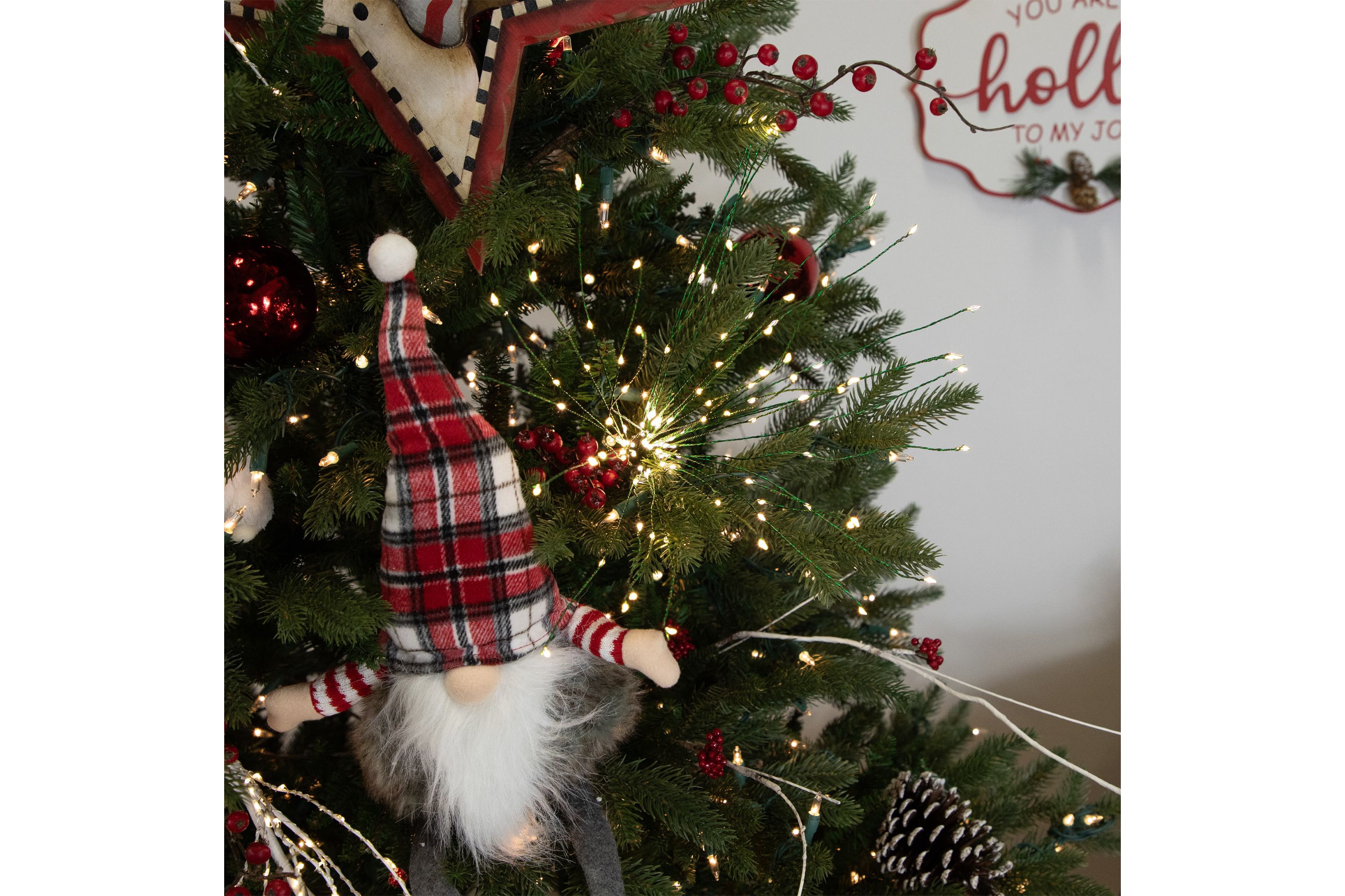 20" LED Lighted Firework Green Branch Christmas Decoration - Warm White and Red Lights