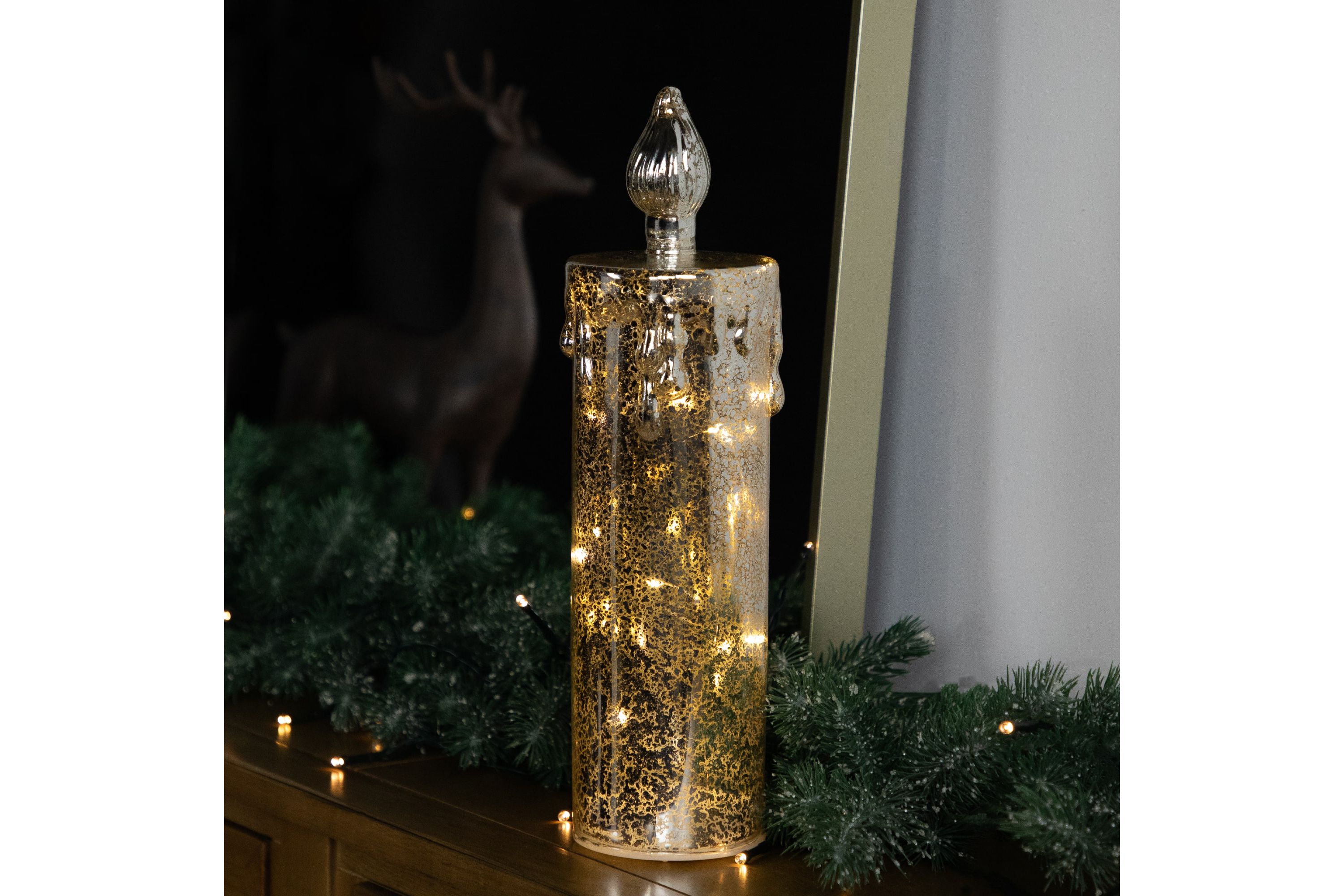 13inch LED Lighted Gold Dripping Candle Christmas Decoration