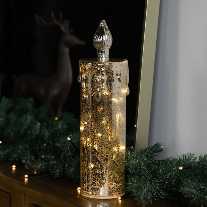 13inch LED Lighted Gold Dripping Candle Christmas Decoration