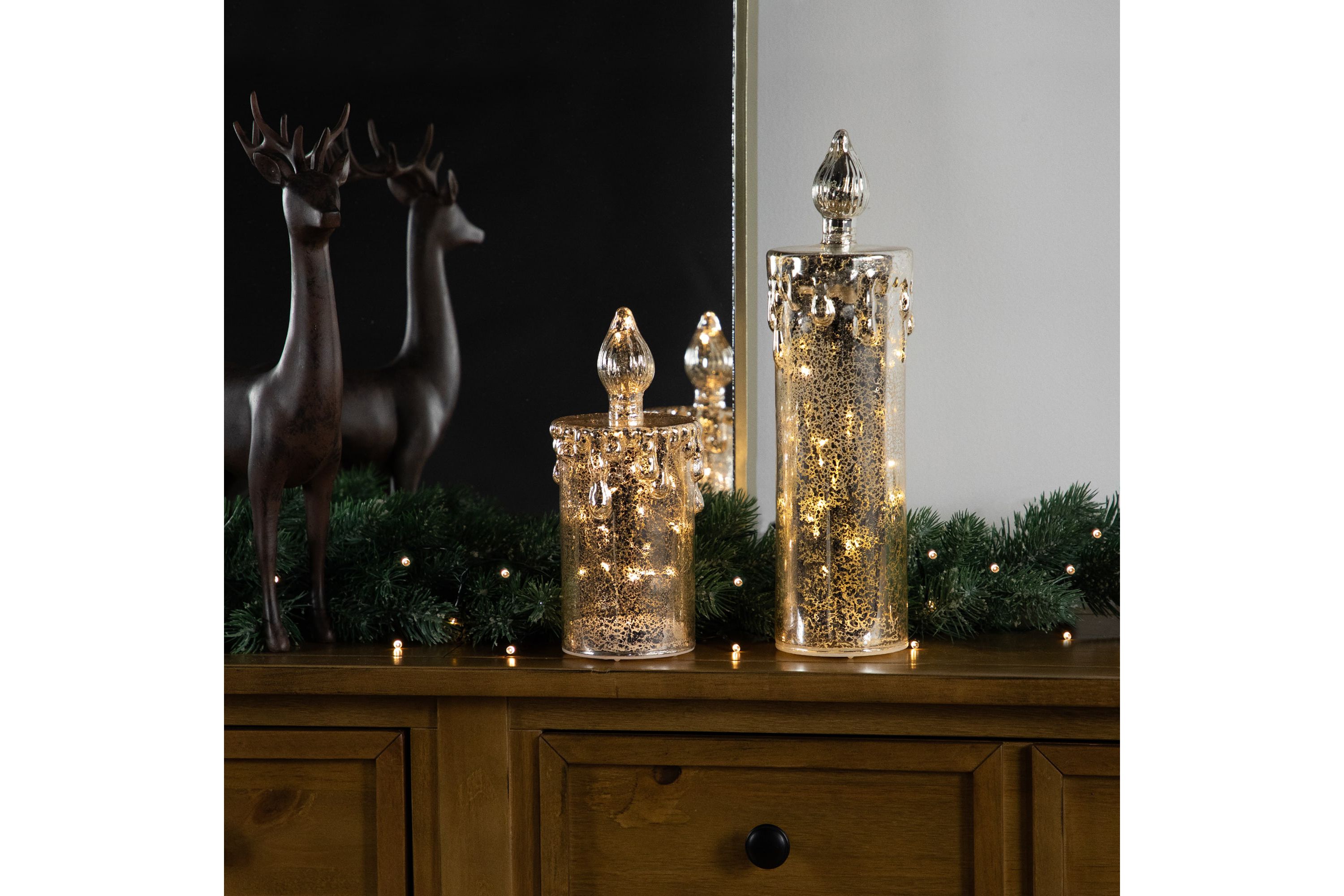 13inch LED Lighted Gold Dripping Candle Christmas Decoration