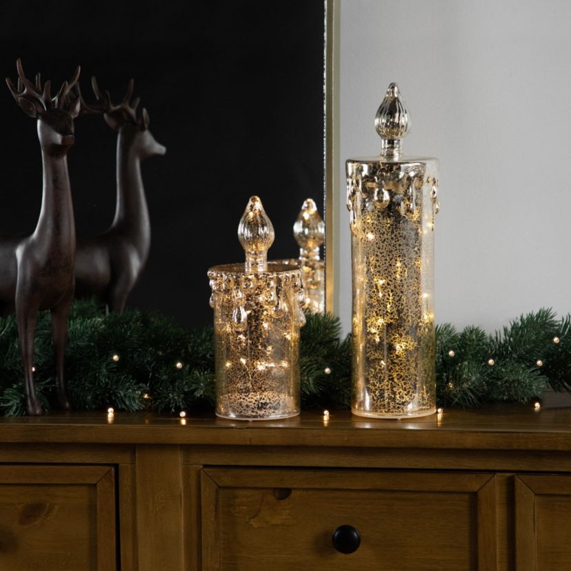 13inch LED Lighted Gold Dripping Candle Christmas Decoration