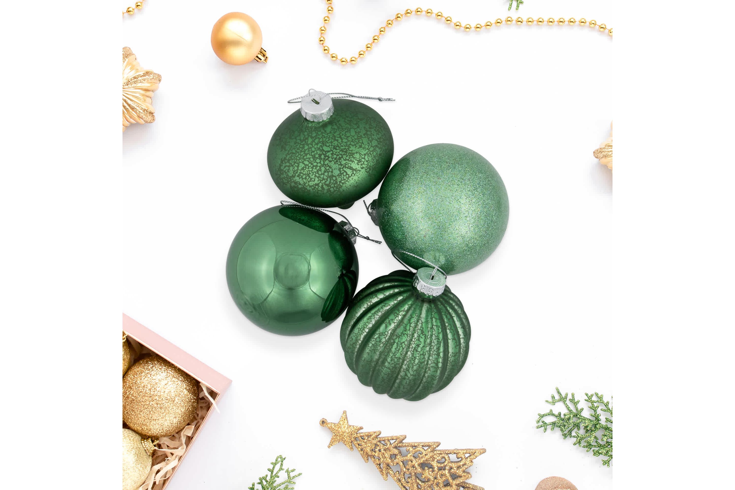 Matte and Shiny Finish Ball Glass Christmas Ornaments - 3" (80mm) - Dark Aquamarine - 9ct