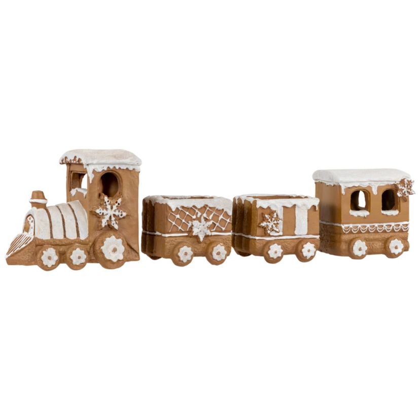 4-Piece Frosted Gingerbread Train Christmas Decoration 5.5inch