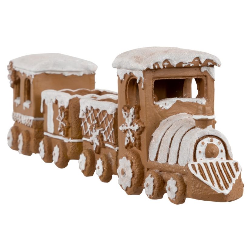 4-Piece Frosted Gingerbread Train Christmas Decoration 5.5inch