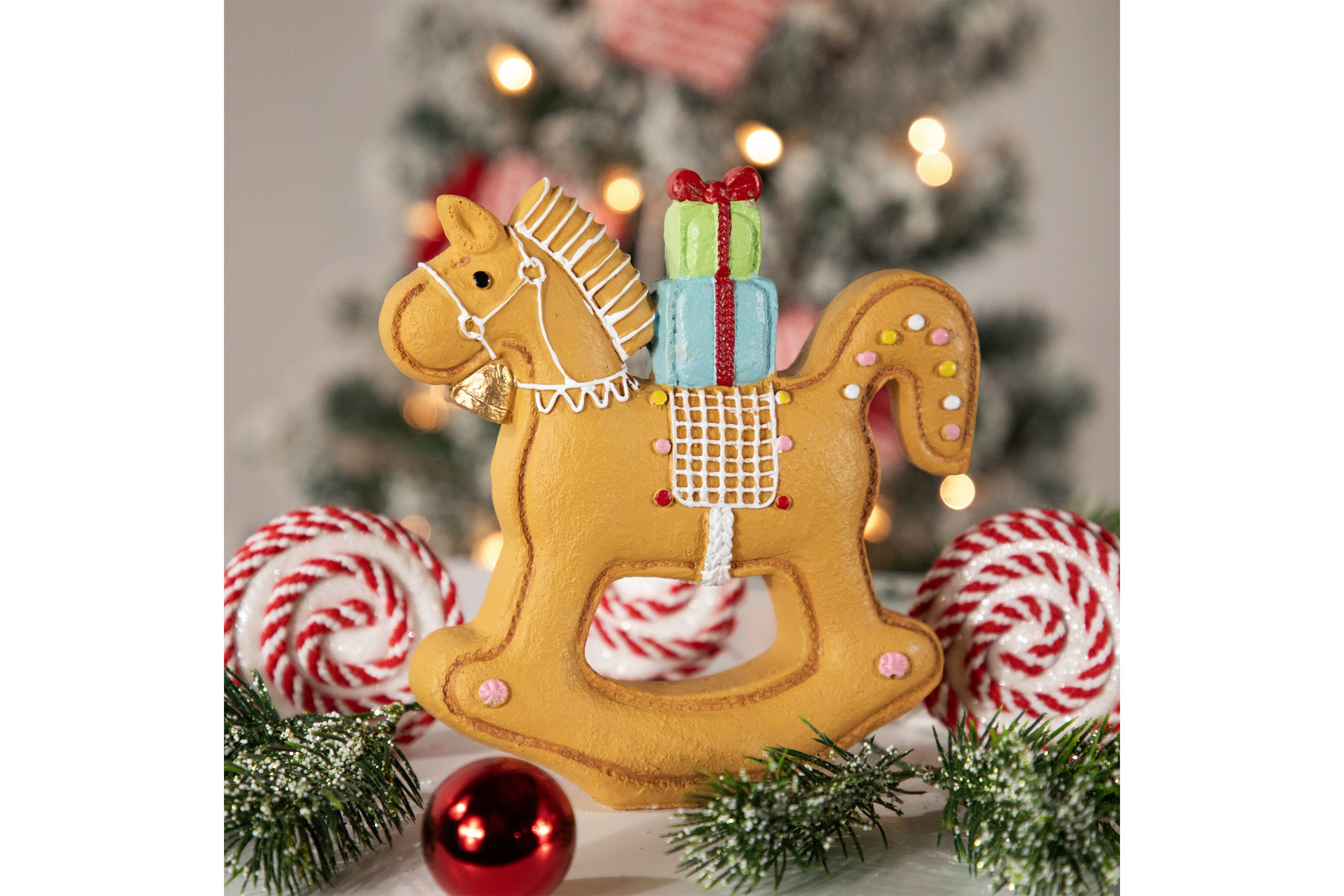 7.25inch Gingerbread Rocking Horse Christmas Figurine