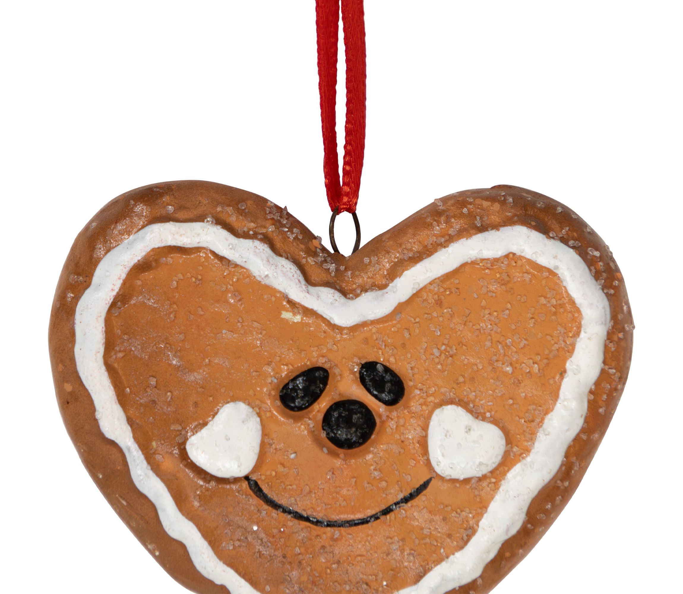 Set of 4 Gingerbread Heart Star Tree and Diamond Christmas Ornaments 2.5inch