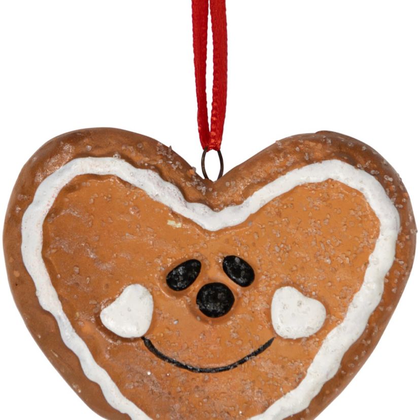 Set of 4 Gingerbread Heart Star Tree and Diamond Christmas Ornaments 2.5inch