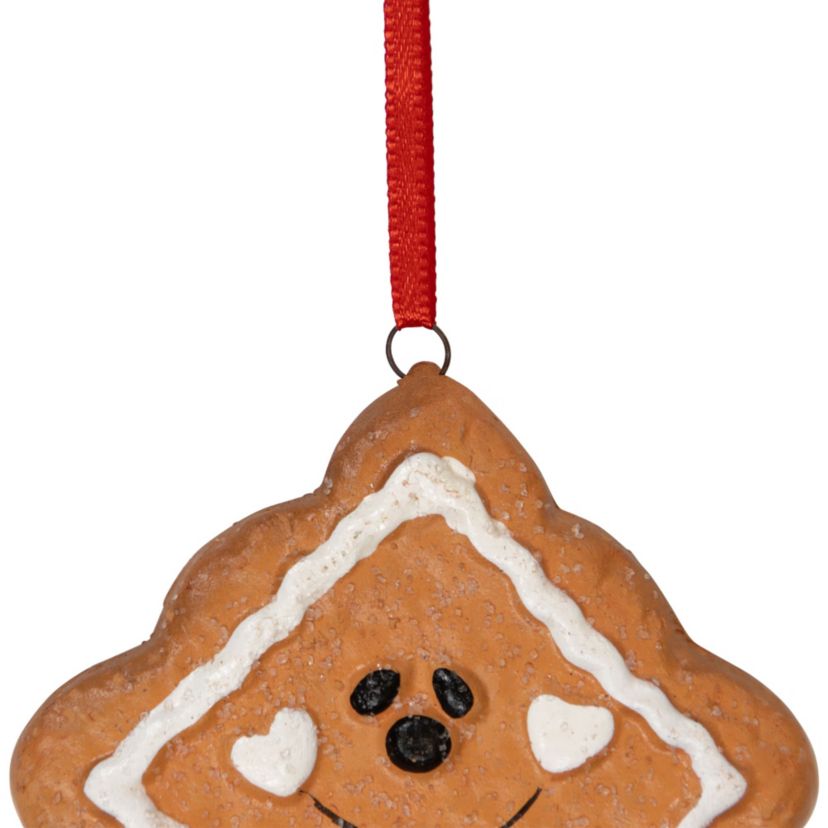 Set of 4 Gingerbread Heart Star Tree and Diamond Christmas Ornaments 2.5inch