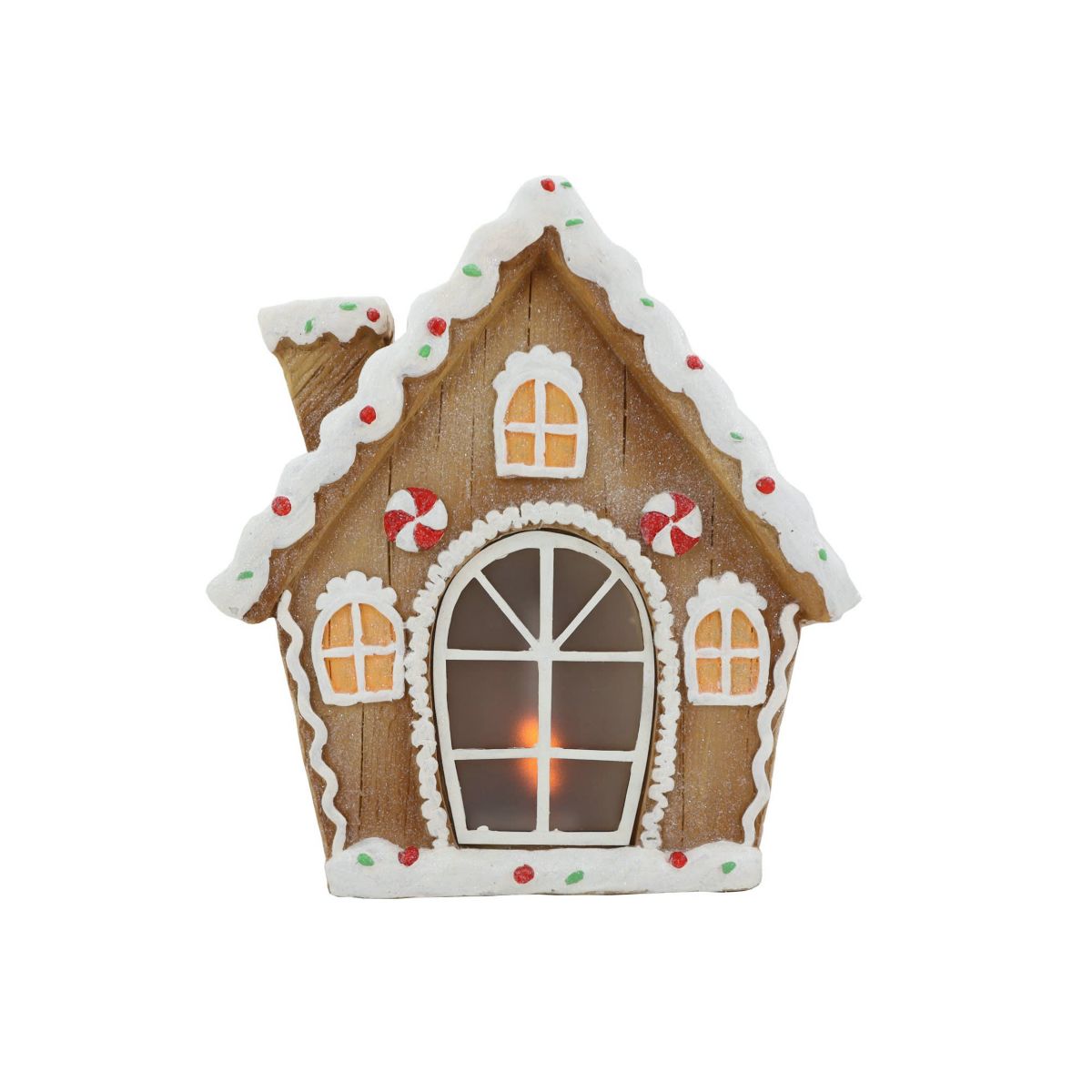 12.5inch LED Lighted Frosted Gingerbread Peppermint Christmas House