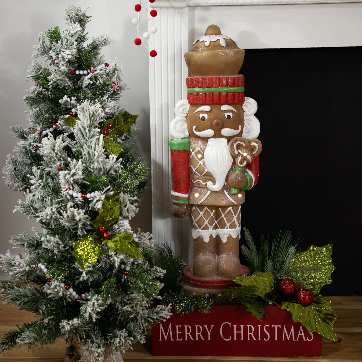 25.5inch LED Lighted Gingerbread Nutcracker Christmas Figurine