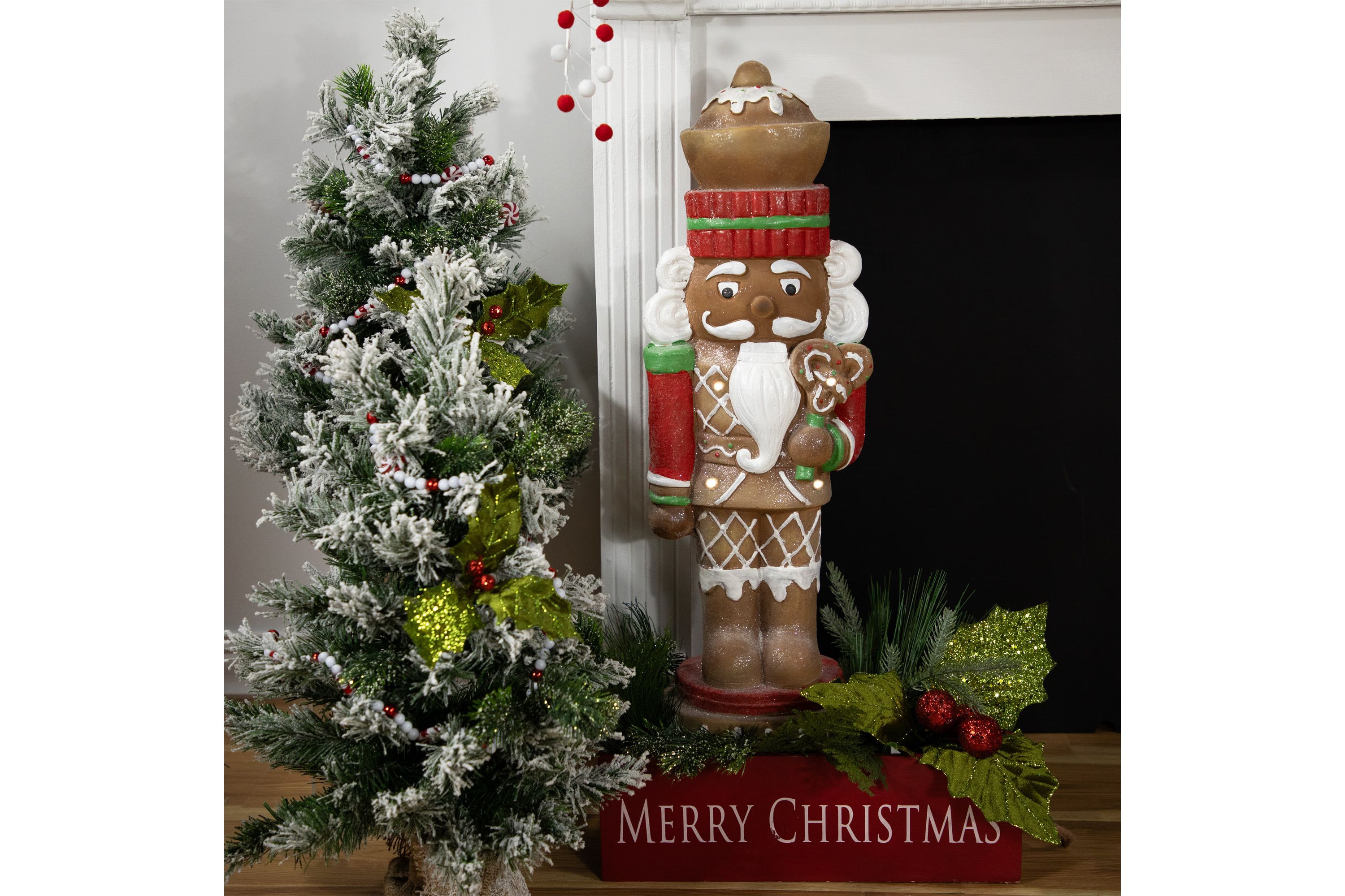 25.5inch LED Lighted Gingerbread Nutcracker Christmas Figurine