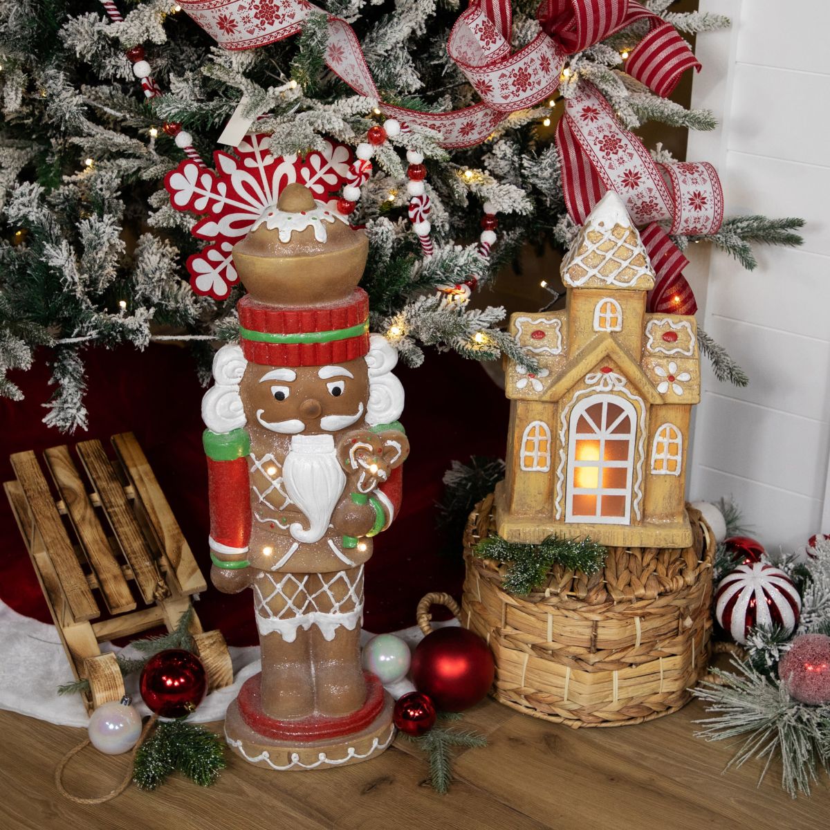 25.5inch LED Lighted Gingerbread Nutcracker Christmas Figurine
