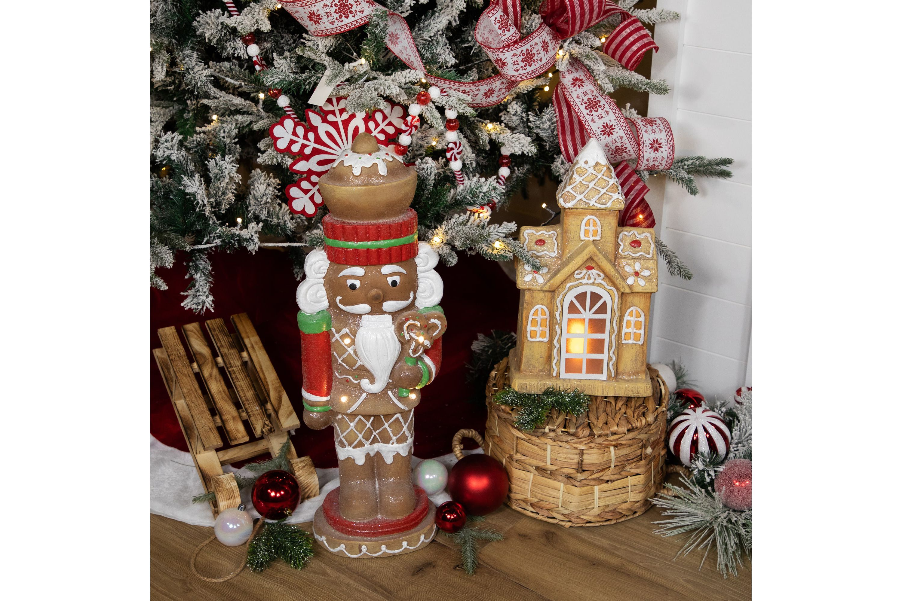 25.5inch LED Lighted Gingerbread Nutcracker Christmas Figurine