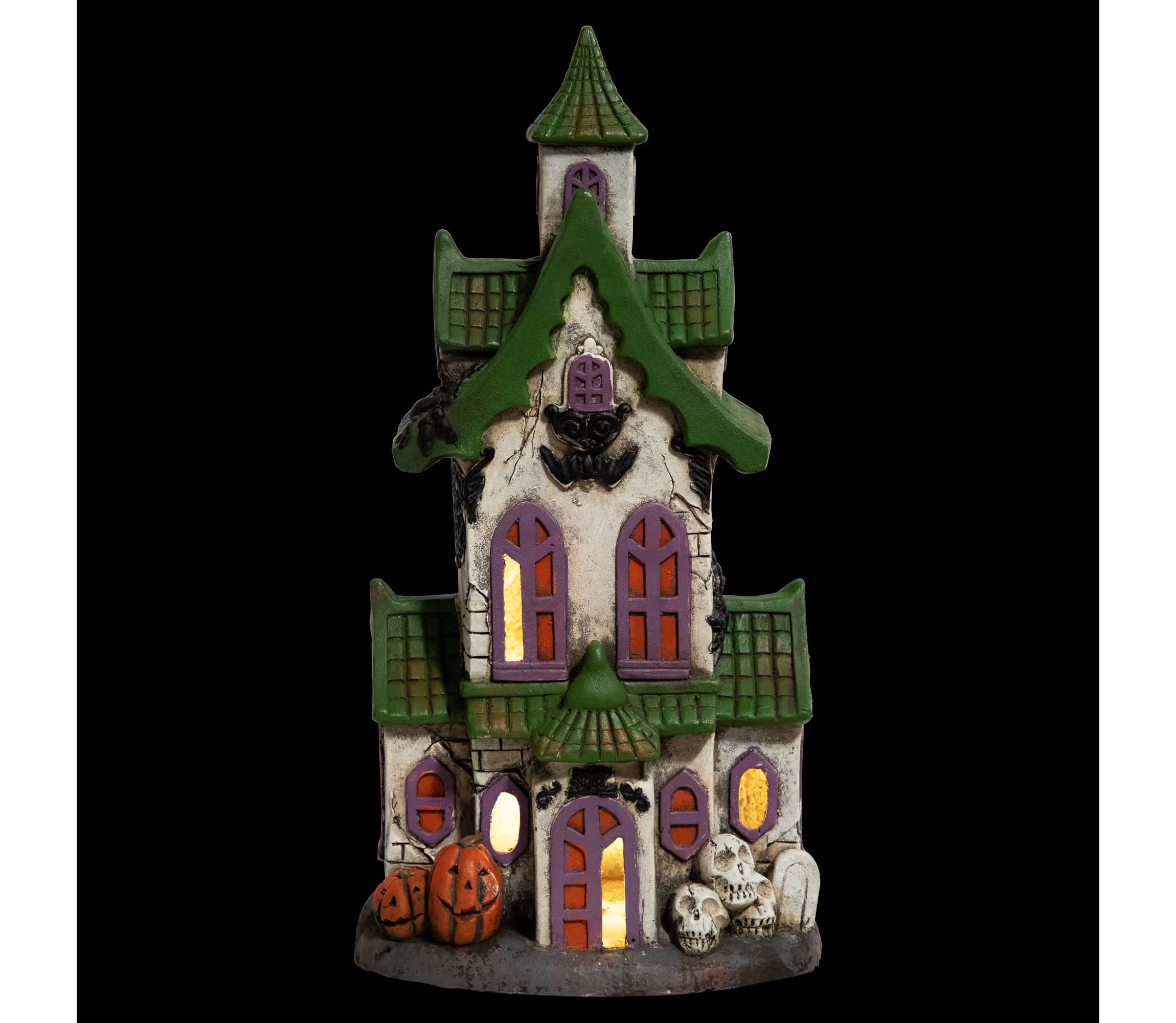 LED Lighted Haunted House with Skulls Halloween Decoration - 22.75"