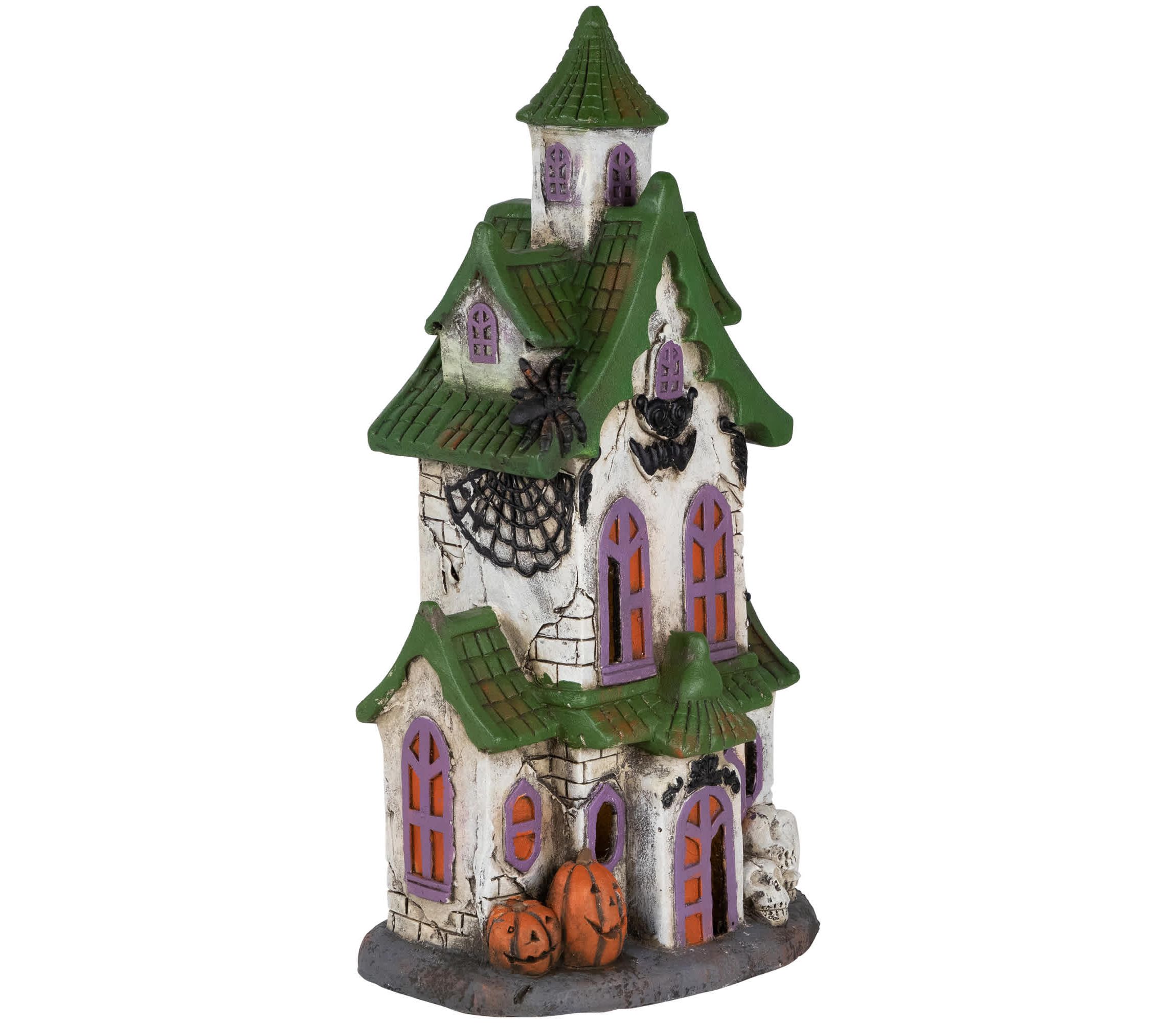 LED Lighted Haunted House with Skulls Halloween Decoration - 22.75"