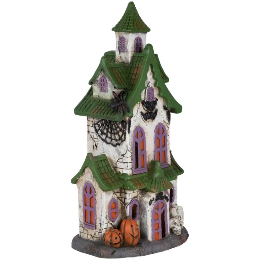 LED Lighted Haunted House with Skulls Halloween Decoration - 22.75"